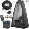 Portable Camping Toilet with Privacy Tent - Foldable Toilet Set for Adults and Elderly - Pop Up Outdoor Restroom for Travel Hiking RV Truck Trailer (Black)