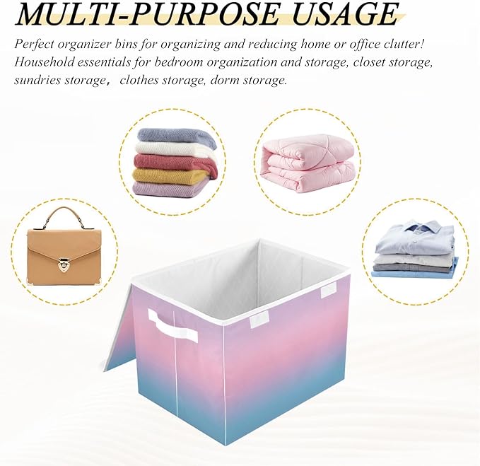 Gradients Storage Bin with Lid Stackable Box Storage Quart Storage Bin for Dorm Room Office Basket