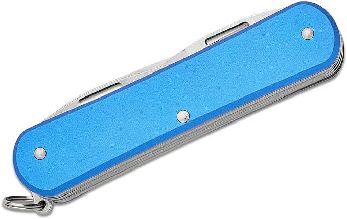 Fox Knives Vulpis FX-VP130-SF5 Slipjoint EDC Pocket Knife 5-in-1 Multitool - 2.17in Blade Hacksaw Bottle Opener Can Opener Scissors Flat Head Screwdriver - Every Day Carry (Sky Blue)