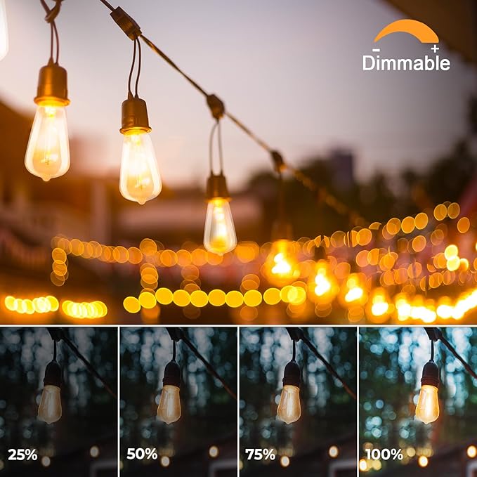 48 Pack ST38 LED Replacement String Light Bulbs 1Watt Equivalent to 7Watt Traditional Bulb Shatterproof E12 LED Bulb for Outdoor Patio Garden Vintage String Lights 2700K Dimmable