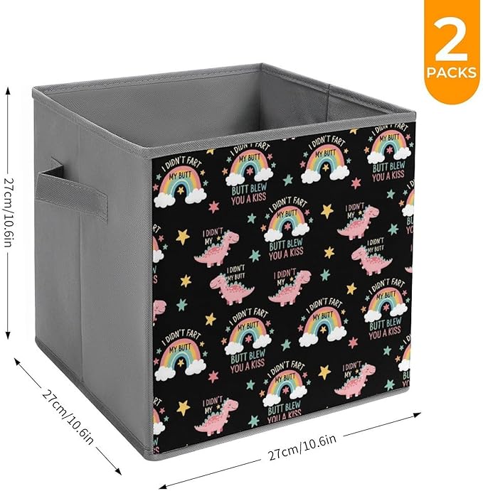Compact Storage Basket I Didnt My Blew You A Kiss Funny Dinosaur Collapsible Organizer Bin with Handles Versatile Storage Container for Home