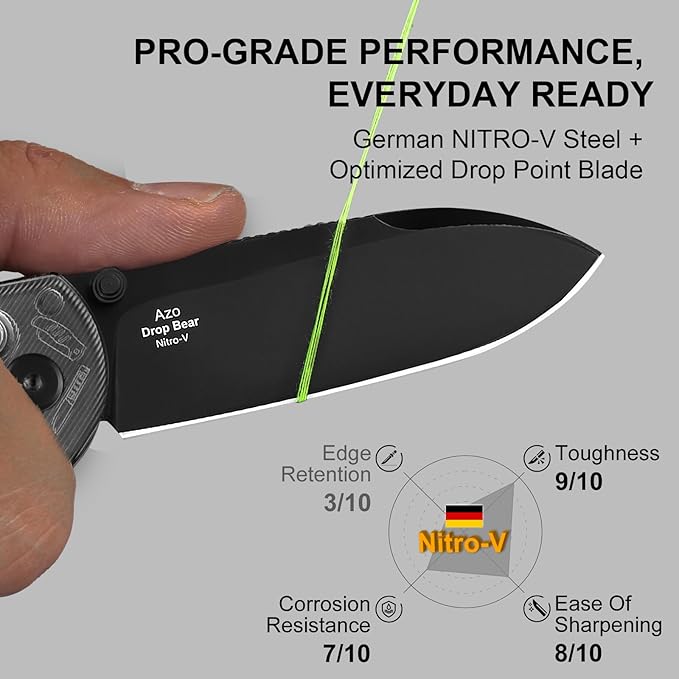 Kizer Drop Bear EDC Pocket Knife 2.97” Nitro-V Blade Acrylic Handle Folding Knife with Thumb Stud Opener Clutch Lock EDC Knives for Men Women Gift V3619A14