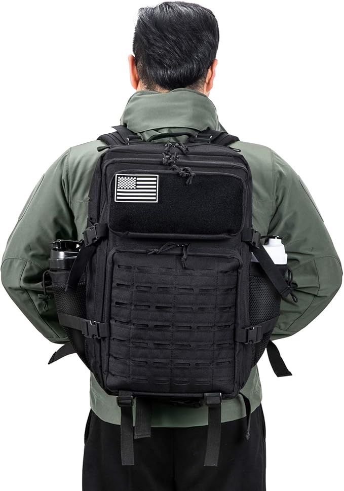 QT&ampQY 25L/45L Military Tactical Backpack For Men Molle Daypack 3 Day Bug Out Bag Hiking Rucksack With Bottle Holder
