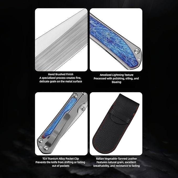 Pocket Knife Hunting Knives &amp Tools Knifes HRC 61 Titanium Alloy Handle Folding Knife Outdoor Knife Gifts for Hunters Men who have Everything Men Gifts