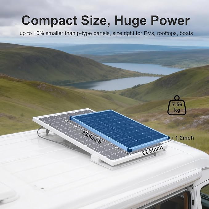 Solar Panels 200 Watt 2PCS 100 Watt Solar Panel 18V N-Type 16BB Grade A+ Cells 25% High-Efficiency 120 Watt Peak Solar Panel for RV Marine Rooftop Farm Battery and Other Off-Grid Applications