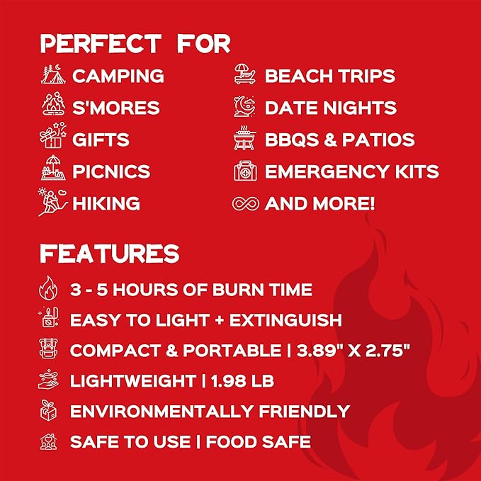 4 Pack of Portable Campfire Compact Outdoor Portable Fire Pits 3-5 Hours of Burn Time Smores Fire Pit No Embers No Wood for Camping Picnics Party and More