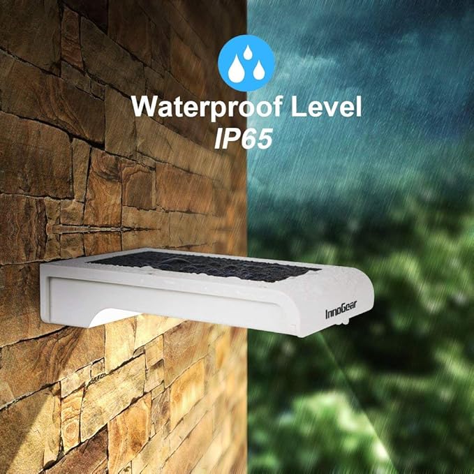 InnoGear Gutter Lights 24 LEDs Outdoor Solar Lighting Wall Mount Motion Sensor for Security IP65 Waterproof for Yard Porch Patio Pack of 4