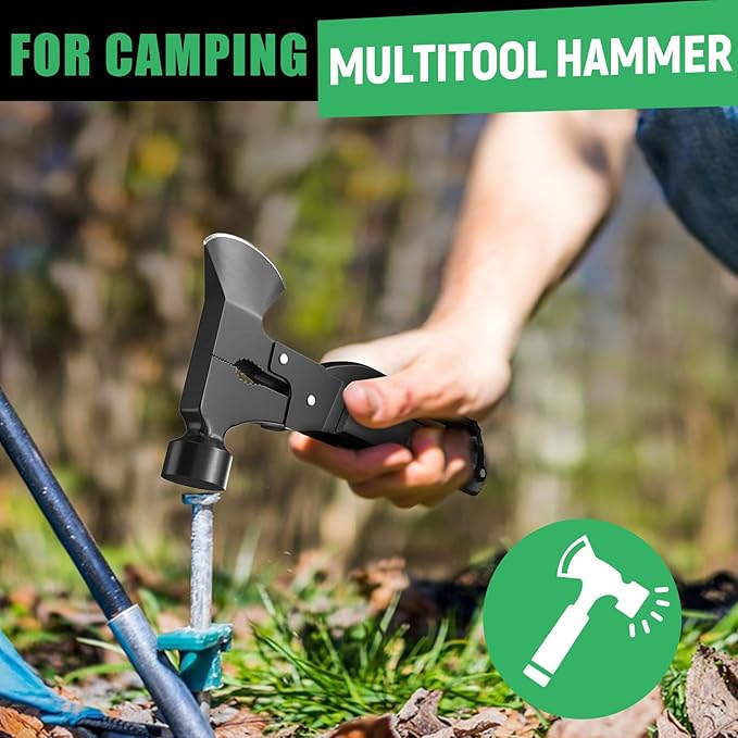 15-in-1 Multitool Axe Hatchet Birthday Gifts for Men Essential for Camping Hiking Cool Gadget Gifts for Men. Women Dad Him Husband Father Mechanic Boyfriend Black
