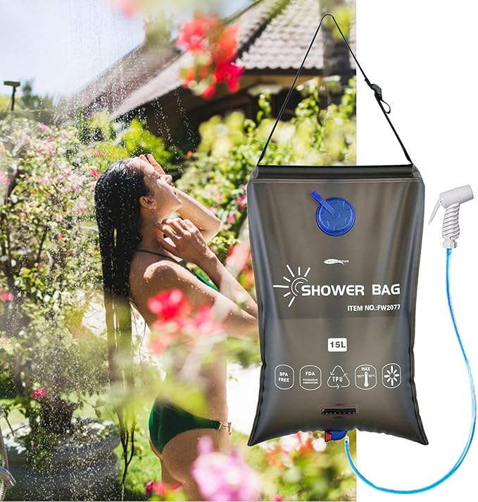 Portable Camping Pressure Shower Bag 15l Solar Heating EVA Shower Bag Hiking Water Bag for Picnicking Bathing and Water Storage