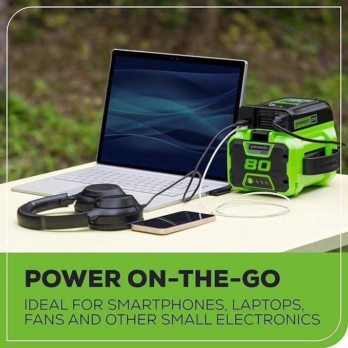 Greenworks Pro 80V (300 Watt) Power Inverter 120V AC for Charging Small Electronics Smart Phones Tablets Small Televisions Tool-Only IV80A00