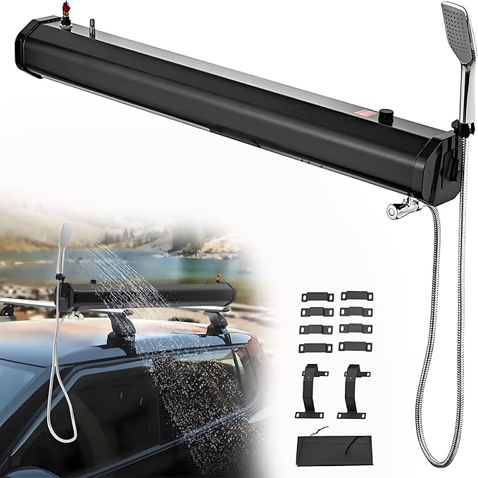 18L/20L/30L Portable Pressurized Water Tank High Pressure Road Shower Tank Roof Mounted Camping Truck Shower with Shower Head for SUV RV Off-Road Vehicle(20L/5.28Gal)
