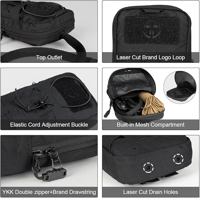 Tactical Hydration Pouch with Inner Bladder for 1L Water Bag Laser Cut MOLLE Hydration Pouch for Hiking Biking Running and Climbin 500D Nylon