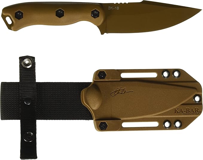 KA-BAR BK18 Becker Harpoon Fixed Blade Knife 4.562 Drop Point 1095 Cro-Van Flat Dark Earth Blade Ultramid Handle Flat Dark Earth