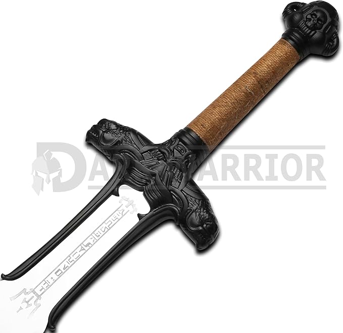 Conan Sword Handmade Conan Atlantean Sword 1095 Carbon Steel Brass Fittings Brown with Leather Sheath Viking sword - dark- conan sword real viking (Conan Atlantean Sword(BLACK))