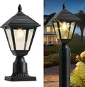 Solar Lamp Post Light 3000K Dusk to Dawn Solar Post Lights with Pier Mount Base Waterproof Outdoor Post Lantern Aluminum &amp Glass Housing for Garden Yard Pole Pillar