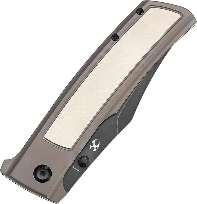 KANSEPT Bison Pocket Folding Knife 4.25'' Blackwash CPM S35VN Steel Sharp Blade Bronze Anodized Durable Two-Tone Titanium Handle Frame Lock and Thumb Stud for Edc Camping Hiking Knives K1108B3