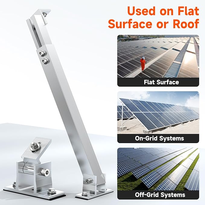 RICH SOLAR Adjustable Solar Panel Tilt Mount Brackets Support up to 300 Watt Solar Panel for Roof RV Boat and Any Flat Surface for on-Grid/Off-Grid Systems