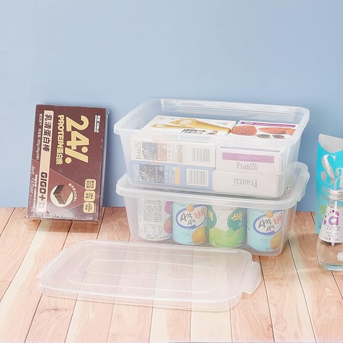 Pekky 6.5 Quart Clear Storage Bin Plastic Latching Box with Lid 4 Packs