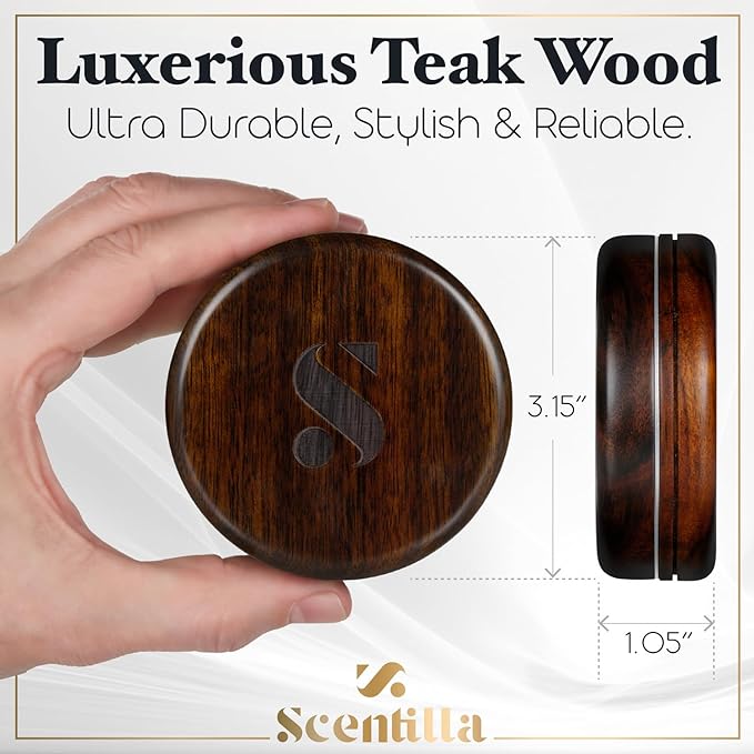 Luxury Real Teak Wood &amp Metal Pouch Container - Premium Pouch Can &amp Holder - EDC Storage Tin - Gift for Men Husband Boyfriend - Odor &amp Moisture Proof - with Gift Box &amp Velvet Bag