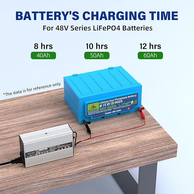 58.4V 5A AC-DC Battery Charger Dedicated Best Solution for 48V Lithium Iron Phosphate LiFePO4 Battery Recharging Support Charging Solar Off-Grid Golf Cart (58.4V 5A Charger-Silvery)