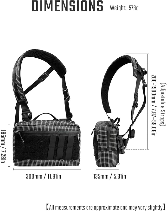 TACTICAL_GEEK L3 Pro EDC Crossbody Bag Chest Bag with Adjustable StrapDaily Carry Sling Pack Large Capacity Daypack Organizer for Camera Drones(T60 Black Silver)