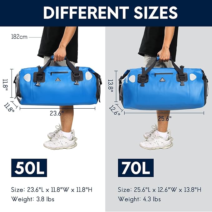 Haimont Waterproof Duffel Bag Roll-top Dry Duffel Bag with Quick-fixed Straps for Motorcycling Rafting Boating SUP Kayaking Travel 50L/70L