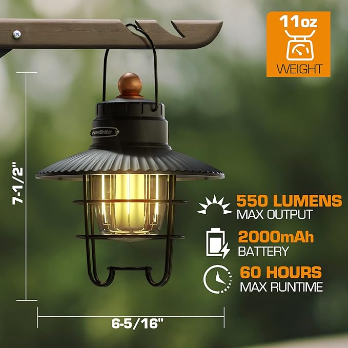 EverBrite LED Camping Lantern Pack of 2 USB C Rechargeable Lantern with 3 Light Modes Vintage Outdoor Lanterns with Power Bank Function for Power Outages Hurricane Emergency Fishing