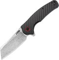 CJRB Damascus Pocket Knife for Men 3.43 Folding Knife with Carbon Fiber Handle Pocket Clip &amp Flipper Opener for Camping Hiking EDC (J1904)