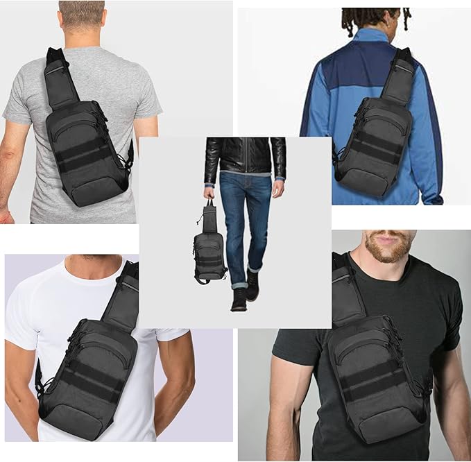 Tactical Sling Chest Bag EDC Shoulder Pack Universl Dual Holster CCW Compact Bags Concealed Carry Backpack