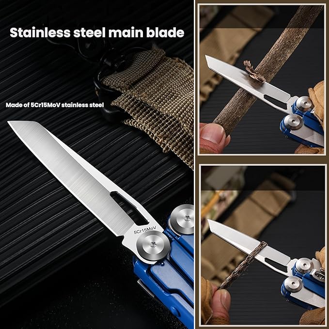 Multitool 15-in-1 Full-Size Lightweight EDC Multi-Purpose Pliers Multitools Camping Knives &amp Tools Tactical Outdoor Gear Mens Gifts Ideas Gifts for Hunters Men who have Everything (Gray)