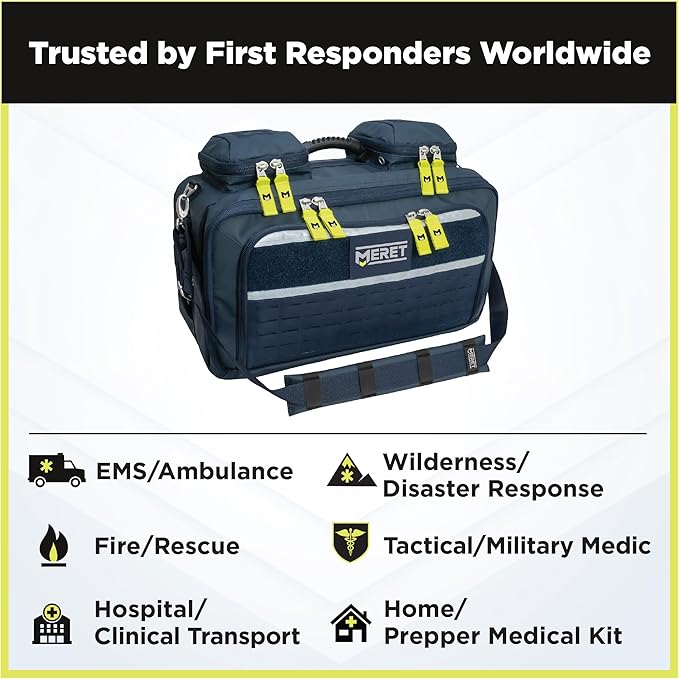 MERET OMNI™ PRO X Tactical Medical Backpack – Modular Trauma First Aid Kit Bag for EMS EMT &amp First Responders MOLLE Medical Gear Organizer with Infection Control Material Navy Blue