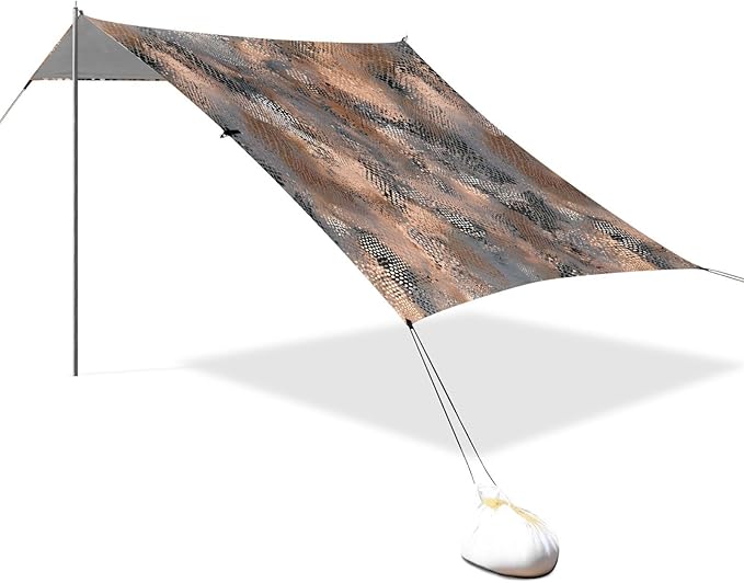 ALAZA Snake Print Beach Tent Sun Shelter UPF50+ Protection Beach Shade Canopy w/ 4 Sandbags for Outdoor Camping Fishing Backyard Fun Picnic 10x9 ft