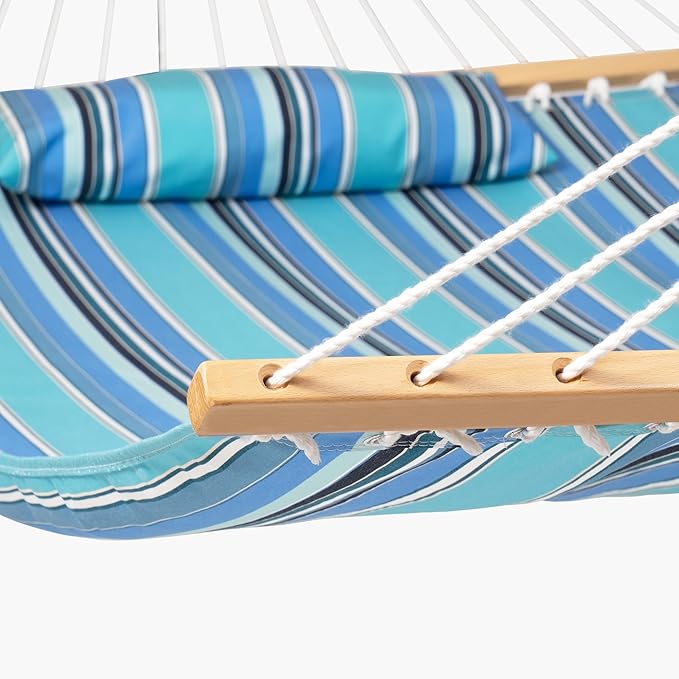 Lazy Daze Hammocks 12 FT Sunbrella Fabric Hammock not Fading with Spreader Bars and Free Pillow Fits for 2 Persons All Weather and Fade Resistant for Patio Yard 450 lbs Capacity Dolce Oasis