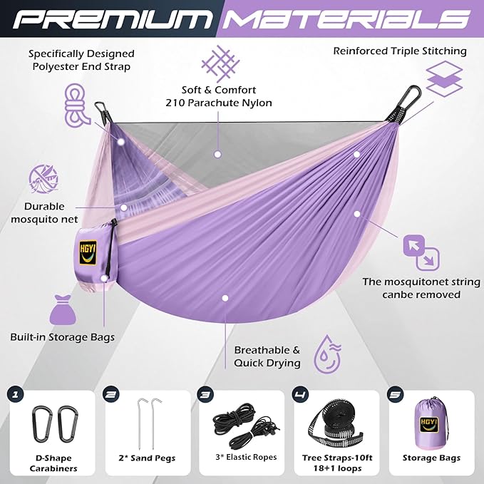 Camping Hammock Mosquito NetDouble &amp Single Portable Hammocks for Kids Hammocks with 2 Tree StrapsHammock Tent for Travel CampingCamping Accessories for Indoor Outdoor Hiking Backpacking