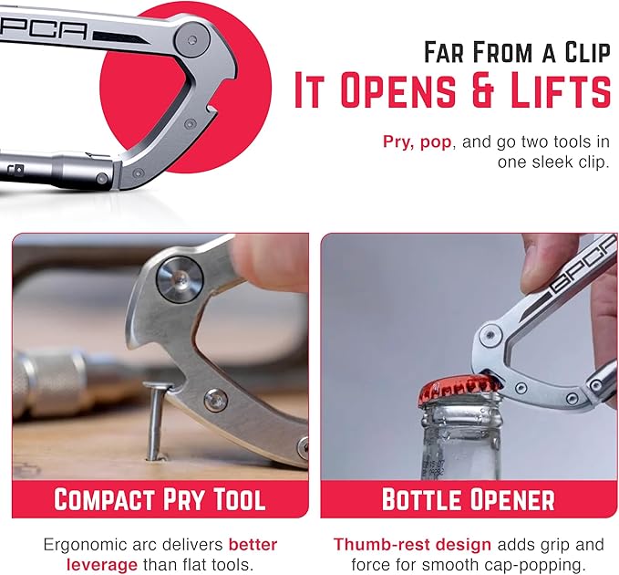 GPCA Carabiner Multitool - Carabiner Heavy Duty Key Clip for Keys Bottle Opener Screwdriver Box Cutter Ruler Keychain Clip Keychain Organizer EDC Gear for Camping &amp Hiking - Gifts for Men