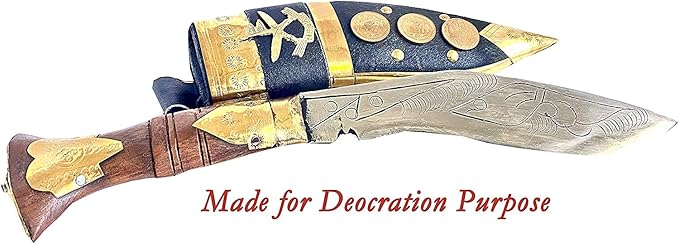 Gorkha Deco Kukri Knife With Solid Wooden Stand Overall 12 IN Kukri Fixed Blade 6.5 Genuine British Gurkha Kukri Khukri For Decorations Purpose Gift &amp Collation of Historic Knife