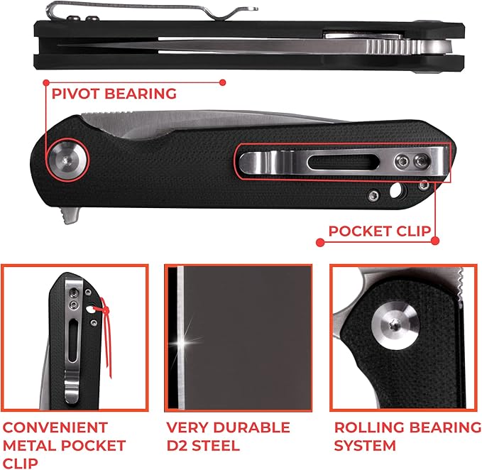 Ganzo Firebird FH41 BK D2 Steel Blade G10 handle Pocket Folding Knife EDC Tool
