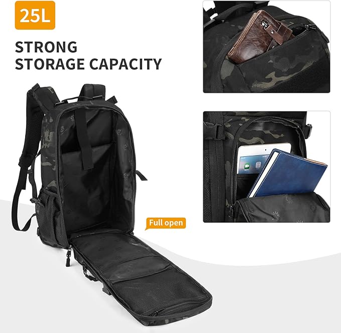 HUNTVP 25L &amp 35L Tactical Backpack Military MOLLE Bag Army Tactical Laptop Backpack 3 Day Pack Military Gear Camping Hiking Outdoor Rucksack Camo