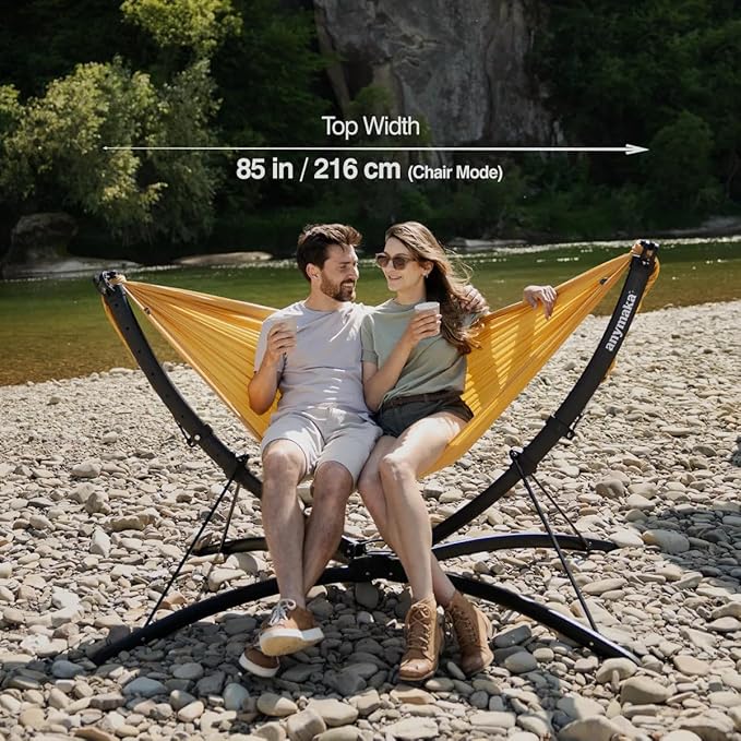 anymaka Set Up in 3 Seconds Adjustable Portable Aluminum Alloy Hammock Stand for Outside with Chair Mode &amp Lounge Mode up to 105''