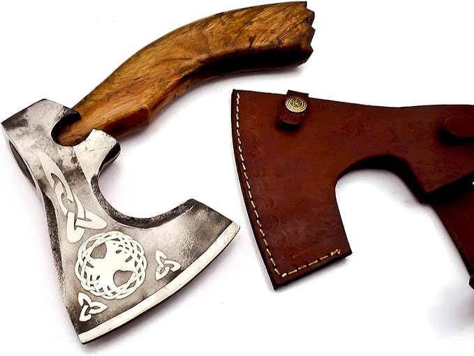 Custom Handmade Stainless Steel Viking Axe Bearded Axe with Gorgeous and Solid Wood Handle (Y-01)