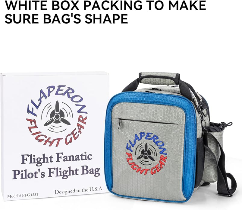 Pilot Flight Bag – Compact Aviation Headset &amp iPad/Tablet Bag with Multi-Pocket Storage Shoulder Strap Honeycomb Nylon (Gray/Blue)