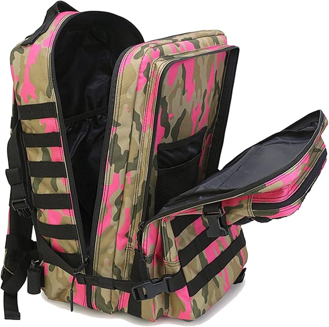45L Military Tactical Backpack for Men &amp Women Bug Out Bag Assault pack Molle Daypack Hiking Trekking Rucksack(Camouflage Pink)
