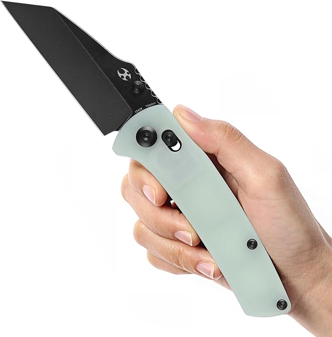 KANSEPT Main Street Pocket Folding Knife 3.36''Black Ticn Coated 154CM Sharp Steel Blade Jade G10 Handle and Thumb Stud Perfect Clip for Camping Hiking Fishing Everyday Carry T1015v7