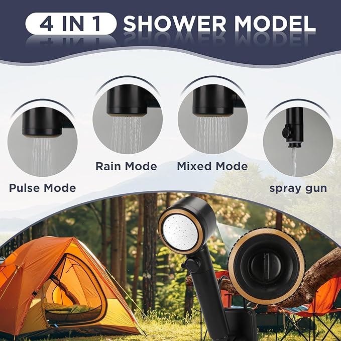 Ann Katy Portable Camping Shower Outdoor Camp Shower PumpUpgrade Rechargeable Electric Shower Pump with Intelligent Digital Display Multiple Spray Modes for Camping Hiking TravelingRV