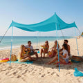 CROWN SHADES 10x10 Beach Tent Sun Shelter Easy Pop Up Beach Canopy Shade Portable Outdoor Carpas UPF50+ Includes 4 Poles Adjustable Aluminium Extra-Large Big Sand Shovel Turquoise