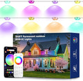 Permanent Outdoor Lights RGB Smart IC 200FT/100LEDs Decor IP68 Waterproof Music Sync with Remote&ampAPP Control Suitable for Holiday Decoration Christmas Lights Garden Party Decor Deck