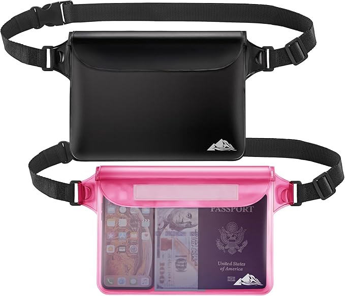 HEETA Waterproof Pouch Bag Screen Touch Sensitive Black &amp Pink Bundled with Waterproof Fish Scale Digital with Backlit LCD Display