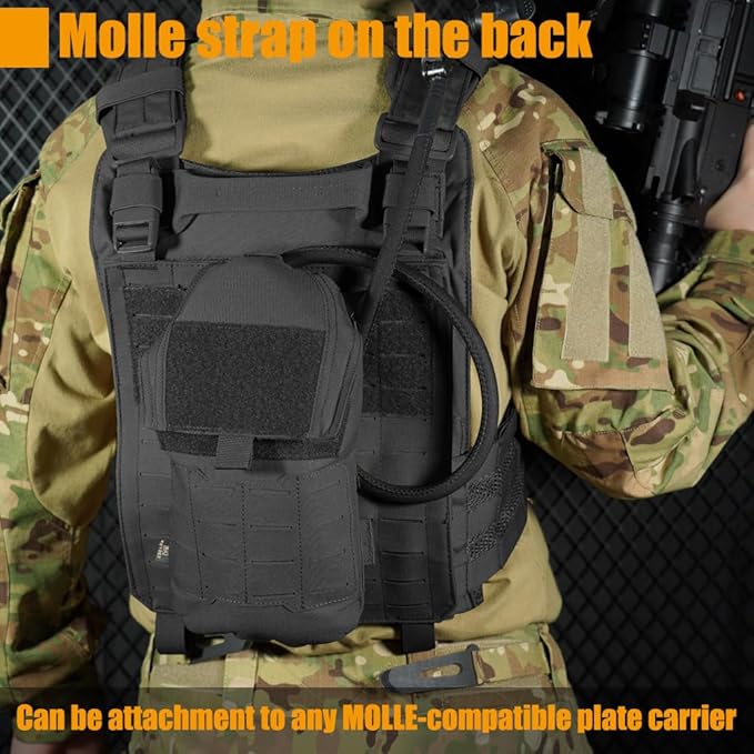 KRYDEX Tactical Molle Hydration Pouch with1.5L Inner Bladder - Low Profile Water Reservoir Bag for Molle Vest Backpack for Cycling Hiking Climbing Hunting