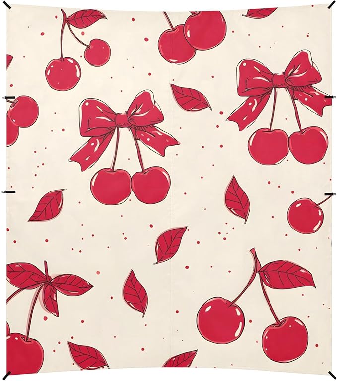ALAZA Red Bow Cherry Beach Tent Sun Shelter Portable Canopy Sunshade for Outdoor Camping Picnics Backyard Fun 10x9 ft