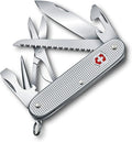 Victorinox Farmer X Alox Swiss Army Knife 10 Function Swiss Made Pocket Knife with Large Blade Wood Saw Bottle Opener and Reamer - Silver
